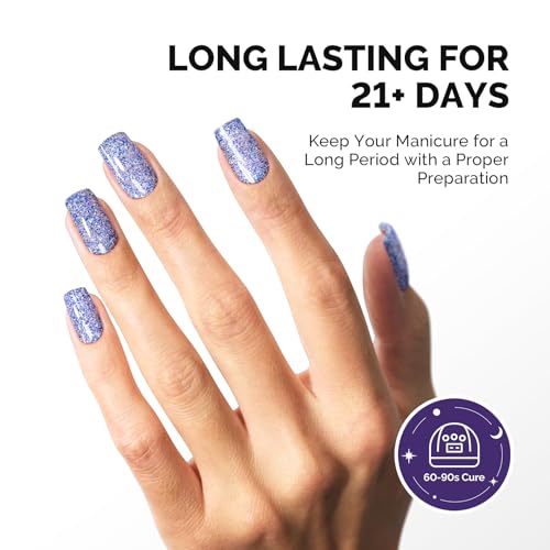Image of MelodySusie Galaliver Blue Glitter Gel Nail Polish, 15ML Reflective Blue Diamond Shimmer Gel Polish Soak Off UV LED Cured Long Lasting Gift for Women DIY Nail Design Nail Art Manicure X11