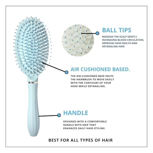 Image of COMBELLE Hair Brush for Women & Men - Detangling, Anti-Static, Scalp Massage Paddle Brush - Soft Bristle Plastic Hair Brush for All Hair Types - Straight, Curly, Frizzy & Wet Hair