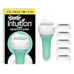 Wilkinson Sword Intuition 2-in-1 Sensitive Care Women’s Razor Blade Refills, Hair Removal, Touch of Aloe Vera,1 Reusable Handle and 6 Cartridges Pack