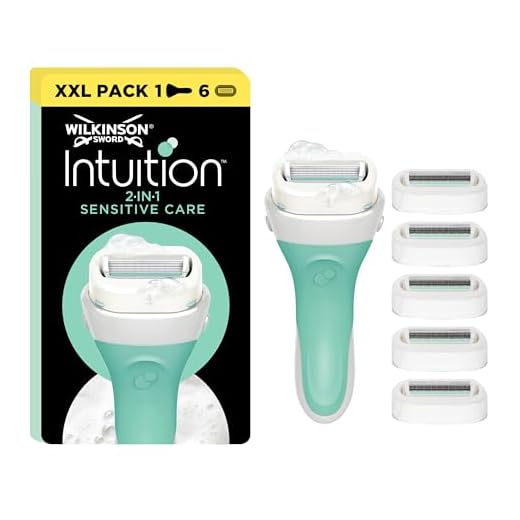 Wilkinson Sword - Intuition Sensitive Care für Frauen, Rasiergriff +6 Rasierklingen, Kein Rasiergel erforderlich