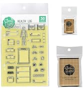 こどものかお スタンプ 【セット品】 クリアスタンプとアクリルホルダー2個セット ヘルシーログ柄のクリアスタンプ 0983-001