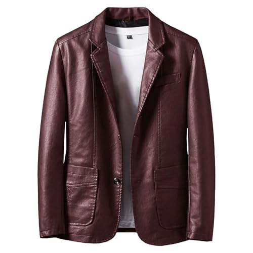 Blazer en cuir synthétique DGKaxiyaHM pour homme avec col cranté