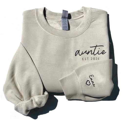 GODMERCH Custom Embroidered Aunt Shirt, Funtie Auntie Sweatshirt For Women, Gifts for Aunt Mothers Day Christmas