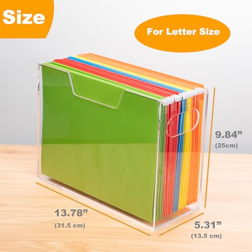 SEANADO Caixa organizadora de pasta de arquivos suspensa de acrílico, suporte de arquivo com alças p