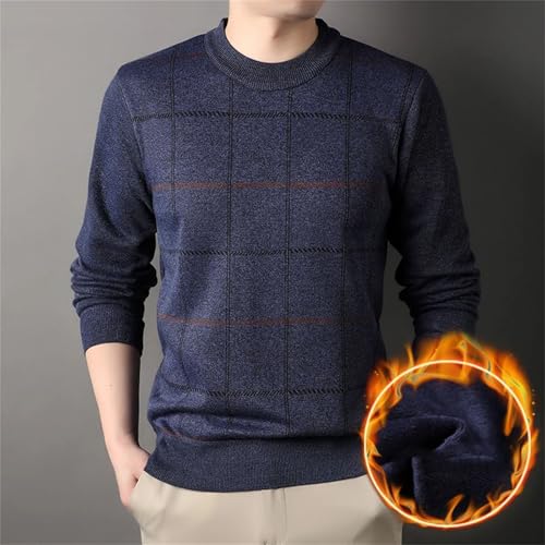 Men Round Necked Sweater with Plush Insulation Inner Layer Bottom Black Knit2