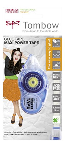 Tombow PN-IP Nachfüllbarer Kleberoller Maxi Power Tape, 8.4 mm x 16 m