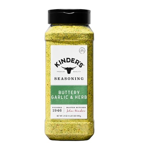 Kindr’s Buttery Garlic & Herb Seasoning, Premium Garlic & Herb Butter Blend for Meat, Veggies, and More, 21 oz (592 g) Large Shaker Bottle