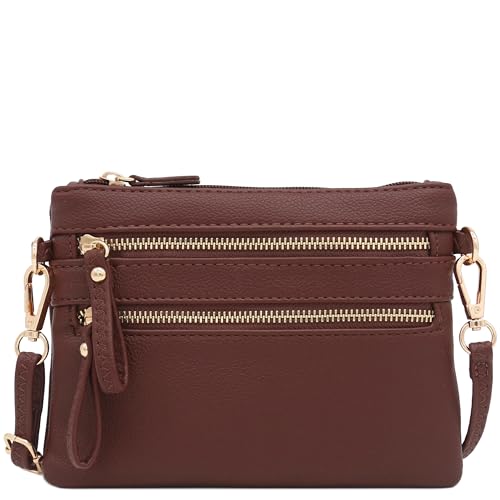 Image of FashionPuzzle Multi Zipper Pocket Small Wristlet Crossbody Bag