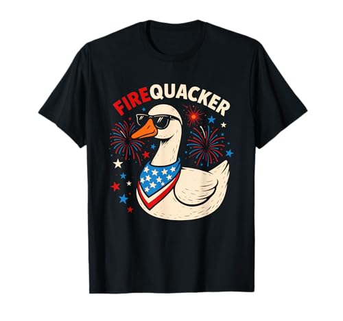 Firequacker Goose Funny 4th of July Party Men Women Kids T-Shirt