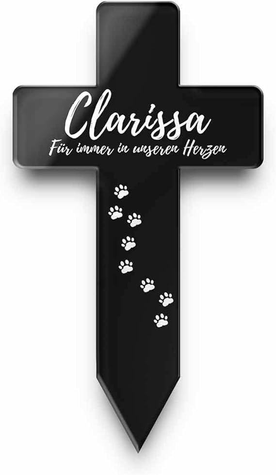 Personalisiertes Grabkreuz Aus Acrylglas - Individueller Gedenkschmuck 23x33 Cm