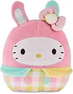 Squishmallow Official Kellytoy Sanrio Squad Squishy Stuffed Plush Toy Animal (Hello Kitty (Plaid Bunny), 8 Inch)