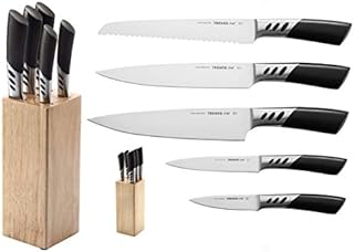 Kitchen Knife Set by TRENDS Home, 5 Pc Knives, Plus Block. Don't Pay Retail of £120, Double Forged from Professional German Steel Makes These Ultra Sharp Ergonomic Set of Kitchen Knives.