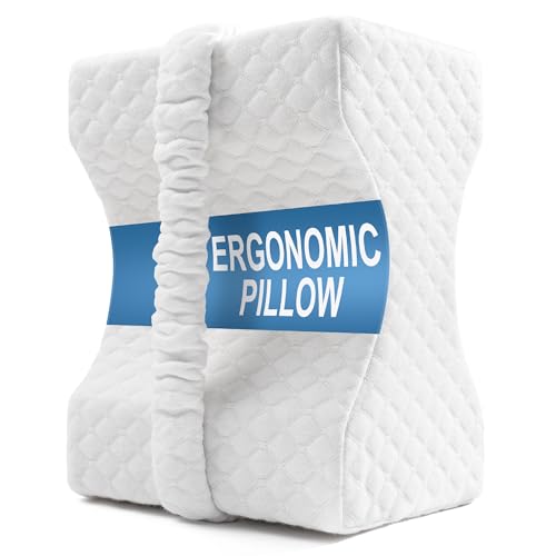 UJPFEO Knee Pillow for Side Sleepers,Memory Foam Leg Pillow for Side Sleeping Between Knees,Knee Cushions for Hip,Back,Joints,Sciatica Pain Relief Pillows,Spinal Alignment Support,White