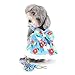 Ranphy Floral Print Dog Clothes for Small Dogs Girl Dog Dress Harness and Leash Set Puppy Cute Bow Skirt Pet Outfits with D-Ring Cat Puppy Apparel, Light Blue, L