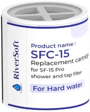 RiverSoft SFC-15 Shower and Tap Filter Replacement Cartridge for Hard Water | 15-Stage Filtration Protects Hair and Skin | Tap Filter Cartridge