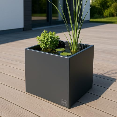 Pot de fleurs anthracite rectangulaire en métal résistant UNUS - 6