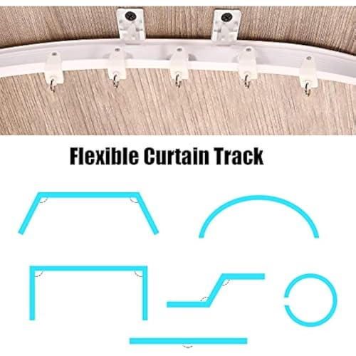 Miniatura 5 de Riel De Cortina Flexible De Techo Curvado, Soporte Flexible, Ventana Suave Para Riel De Cortina Con Ganchos De Metal, Cortinas De Cama, Separación De Habitación Blanco, 5 M