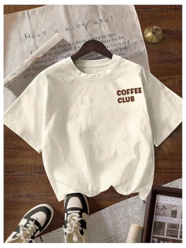 Image of RoseSeek Women's Graphic Letter Tee Crew Neck Trendy Summer Vintage T Shirt
