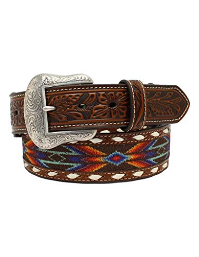 Nocona Men's Buck Laced Ribbon Inlay Western Belt Multi 36
