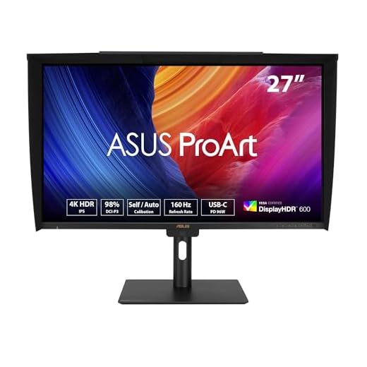 ASUS ProArt Display PA27UCGE Professional 4K Monitor (27 Zoll, 3840 x 2160 IPS Panel, 160Hz, HDR-10, 600 nits, 98 Prozent DCI-P3, Delta E<1 Farbgenauigkeit, Light Sync, USB-C, DisplayPort, HDMI)