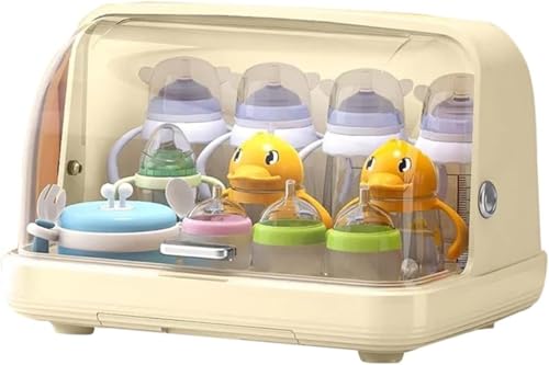 哺乳瓶乾燥ラック 哺乳瓶ラック 蓋付き 哺乳瓶収納ボックス 哺乳用品収納ケース 哺乳瓶オーガナイザー 哺乳瓶乾燥ホルダー オーガナイザー 取り外し可能な水トレイ付き 哺乳瓶 保管ケース (ホワイト) (アプリコット)