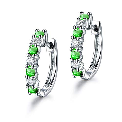 Créoles Pavées Zirconium Vert Brillante Bijoux Argent Femme