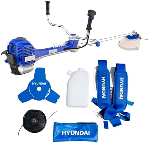 Hyundai Desbrozadora Gasolina Profesional Alta Potencia para C&eacute;sped Denso - Cortac&eacute;sped a Gasolina con Sistema Antivibraci&oacute;n para Mayor Comodidad - Desbrozadora 2 Tiempos para Jardiner&iacute;a Eficiente