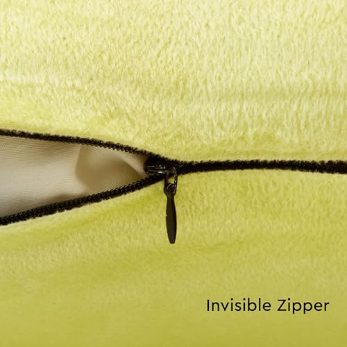 Image of Encasa XO Velvet Throw Pillow Covers 12x20 in (30x50 cm) - Pale Lime - No Inserts, Pack of 2 Cases | Solid Plain Dyed Soft & Smooth, Square Decorative Cushion Covers for Living & Bedroom