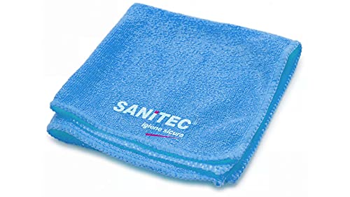 Sanitec Mikrofasertücher, blau, Mehrzweck, ideal für Oberflächen mit geringer Batterieladung und zur allgemeinen Reinigung und Staub, 5 Stück, 38 cm x 38 cm