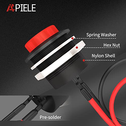 Apiele Momentary Push Button Switch R13-507 Spst 16Mm Round Switch 3A 250V/6A 125V Ac 2 Pin No With Pre-Soldered Wire 6Pcs (Red) #TOP3