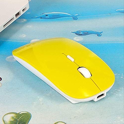 Ratón Bluetooth inalámbrico amarillo recargable y silencioso de oficina