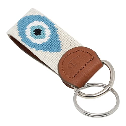 Image of Leather Hand-Stitched Needlepoint Key Fob or Key Chain