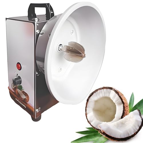 GLBMXDD Rallador eléctrico para Coco, rallador Vertical de Coco con 3 velocidades Ajustables y Cubierta Antipolvo, 150 W, Acero Inoxidable, para Copos y extracción de Leche.