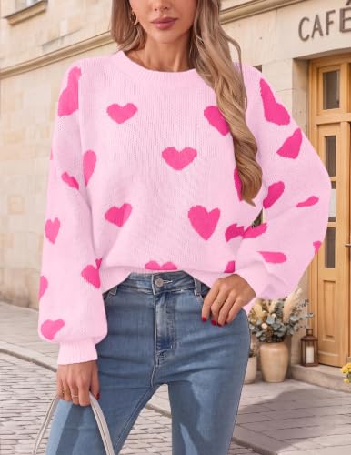 Image of Libsorge Womens Valentine Heart Sweater 2026 Valentines Day Trendy Cute Oversized Long Sleeve Pullover Sweaters
