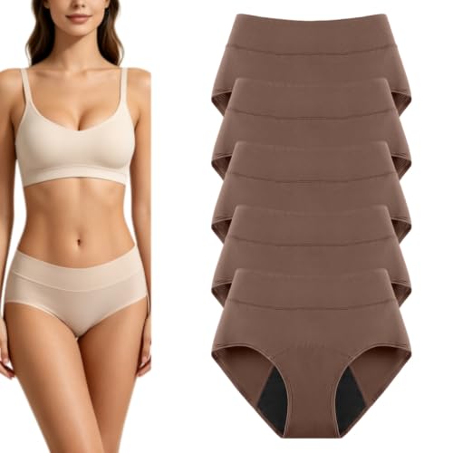 JohSahn Fluxe 100% Leak-Proof Underwear That Wont Let You Down for Women Leakproof Discreet Absorbent (X-Large Khaki)