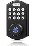Tinewa Black Keyless Fingerprint Entry Door Lock, Electronic Password Keypad Deadbolt with APP, Biom