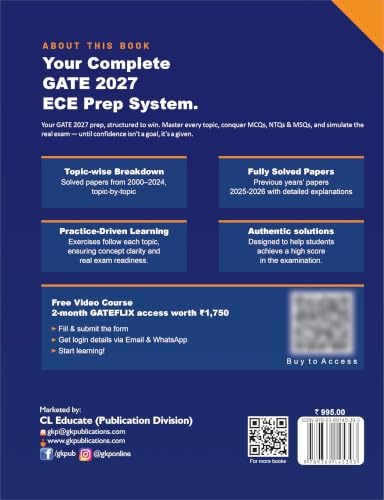 Image of GATE 2027 Electronics & Communication Engineering | 27 Years' Topic-Wise Previous Year Solved Papers (2000-2026) | Subject-Wise PYQ with Detailed Solutions | By GKP