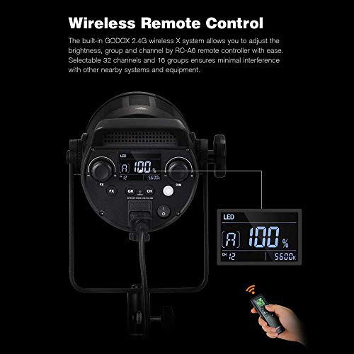 Godox SL200WII SL200II LED Dauerlicht Videoleuchte 200W 5600K Weiss Licht 74000lux@1m CRI 96 TLCI 97 mit BD-04 Barndoor… – Bild 7