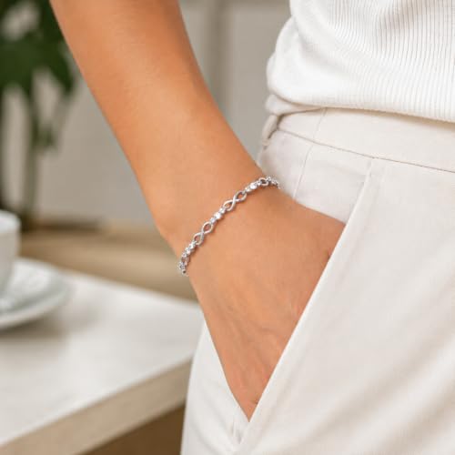 Goxygen 14K Gold Plated Infinity CZ Tennis Bracelet for Women — view 3
