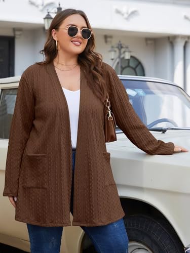 Image of BELAROI Plus Size Cardigan Sweaters for Women 2026 Pockets