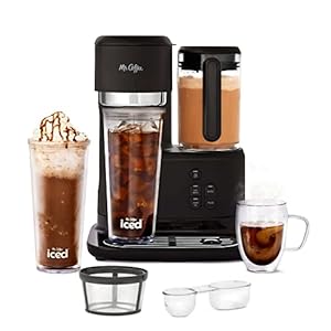 Mr. Coffee 3-in-1 Single-Serve Iced and Hot Coffee/Tea Maker with Blender with Reusable Filter, Scoop, Recipe Book, 2 Tumblers, Lids and Straws, Black