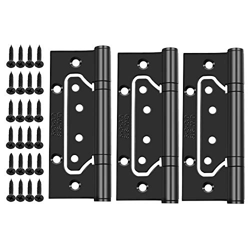 3pcs 5Inch Home Door Hinges Ball Bearing Small Flush Hinge Non-Mortise Stainless Steel Brushed Nickel Smooth and Silent Movement Replacement Ball Bearing Mute (Black)