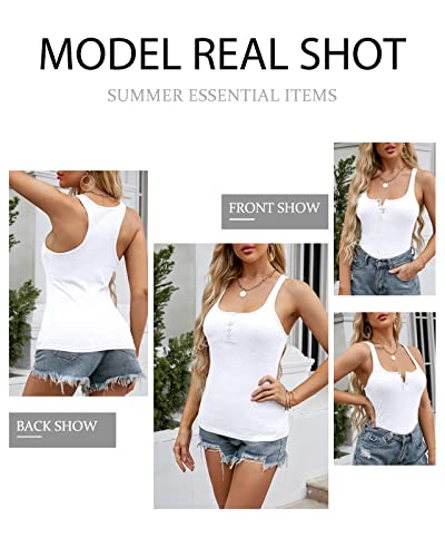 Pepochic Women’s Workout Scoop Neck Tank Top Ribbed Sleeveless Cami Lightweight Solid Basic #TOP2