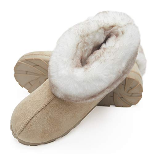 Jessica Simpson Tipped Faux Fur Microsuede Super Soft Bootie Slippers with Indoor Outdoor
