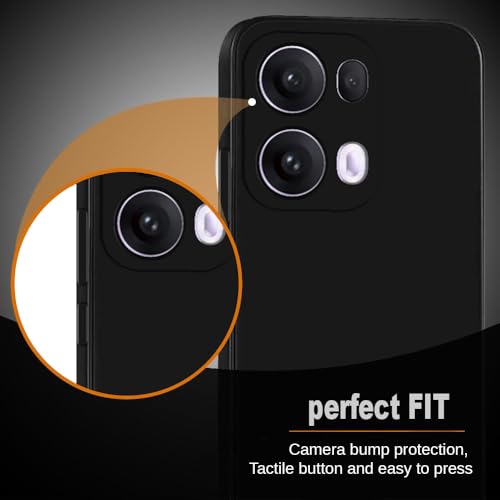 Image of Back Cover for Oppo Reno13 Pro 5G | Full Camera Protection | Premium Liquid Silicon Case | Flexible Bumper Case for Oppo Reno13 Pro 5G (Black)