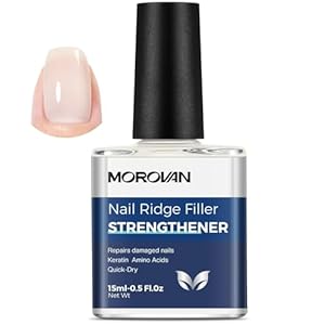 Morovan Nail Strengthener and Growth: Natural Keratin Repair Nail Polish Hardener & Ridge Filler Treatment for Damaged, Cracked, Thin Nails, Prevent Discoloration and Essential Nail Care for women