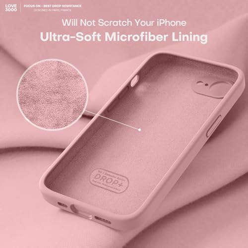 Image of LOVE 3000 Designed for iPhone 16e /17e Case, Premium Silicone with [Soft Anti-Scratch Microfiber Lining] Shockproof Protective Phone Case for Men Women Girls 6.1 inch, Pink Sand