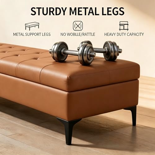 Repose-pieds ottoman rectangulaire similicuir banc de lit - 5
