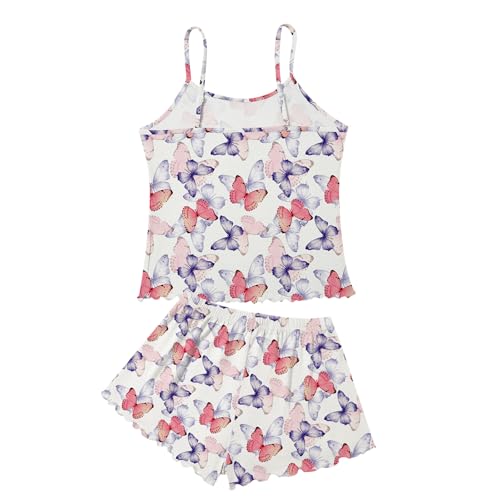 Image of American Trends Cute Pajamas for Women Strawberry Print Cami Top and Shorts Pj Set Two Piece Pajama Set Sleepwear Sleep Set