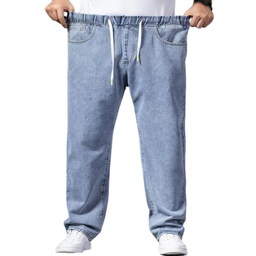 XYGJZ Men's Baggy Jeans Loose Fit Casual Elastic Waist Straight Leg Denim Trousers